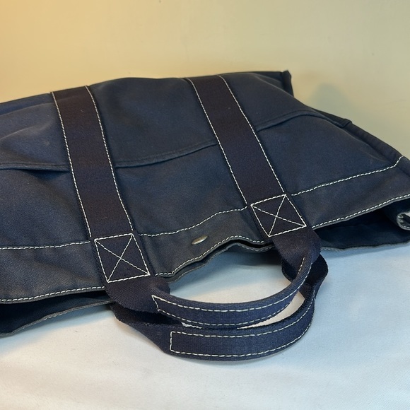 Hermes Vintage Heavy Canvas Tote Navy w/White Stitching Unisex Holds Laptop - Picture 13 of 14